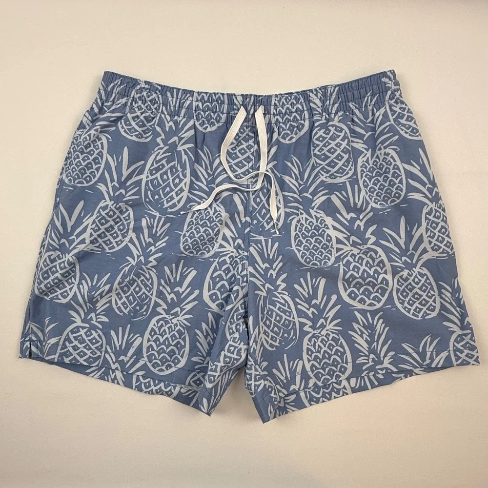 Chubbies Mens Blue Pineapple Print Swim Trunks XL 5.5 Inch Inseam SP25 109202-11